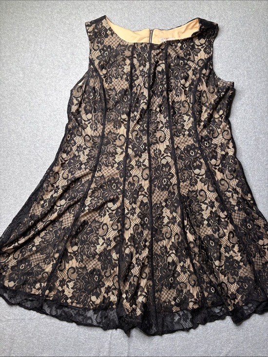 Dress Barn Dresses & Skirts - Dress Barn Black Lace Over Nude Midi Dress